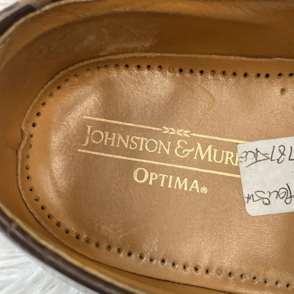 JOHNSTON & MURPHY Optima Sz 9.5 Brown Leather Oxford Made in USA